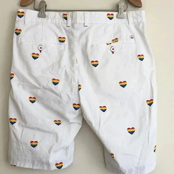 Denim & Flowers Men's rainbow pride heart shorts SZ 32 - Picture 14 of 14